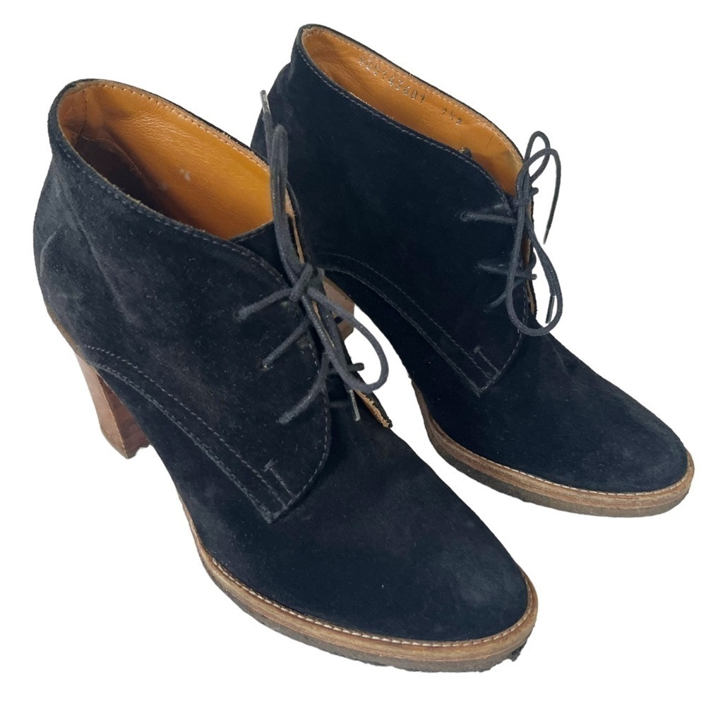 Ralph Lauren Purple Label Women's Sz 7.5 Black Suede Lace Up Ankle Booties